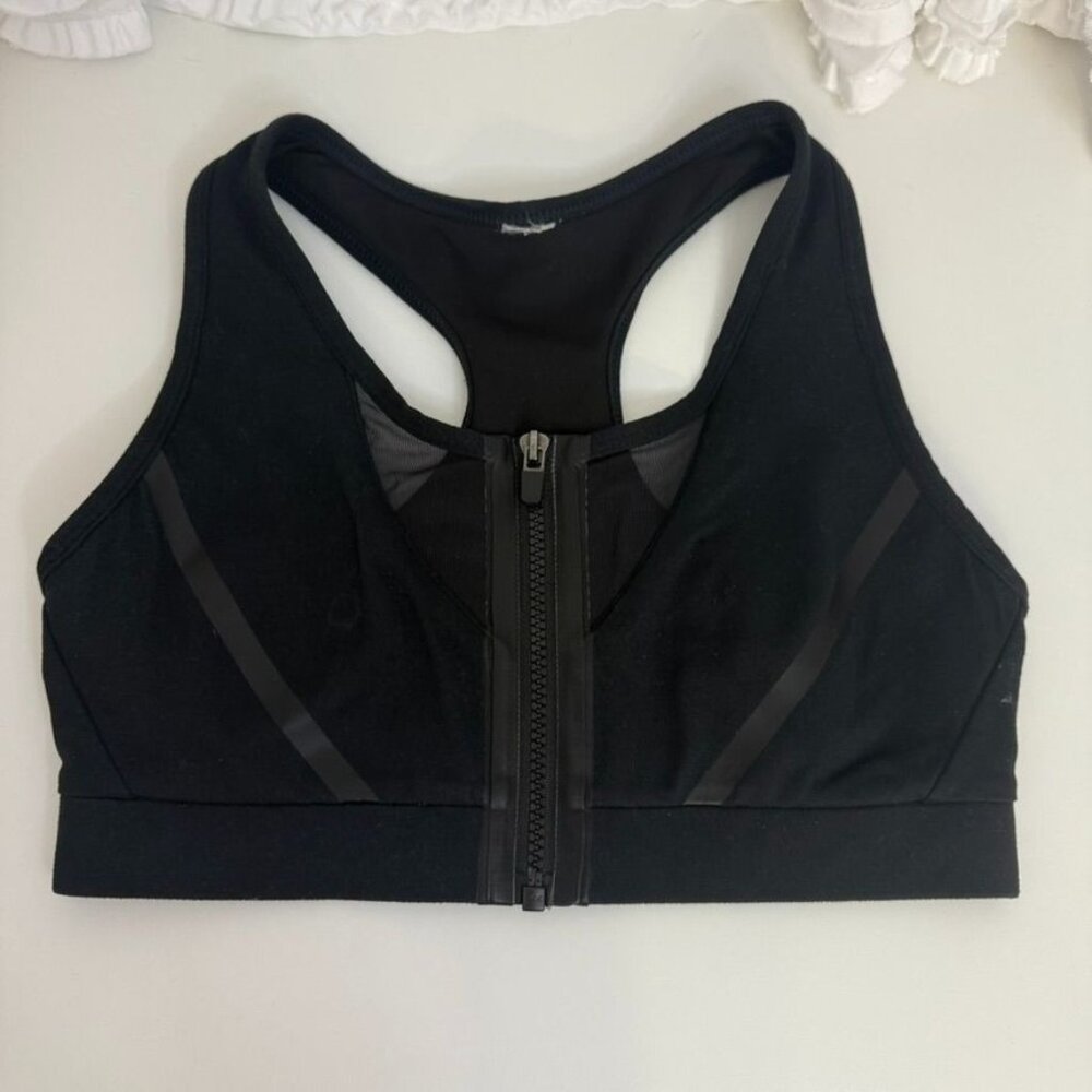 Fabletics XS Black Sports Bra Front Zipper & Racerback